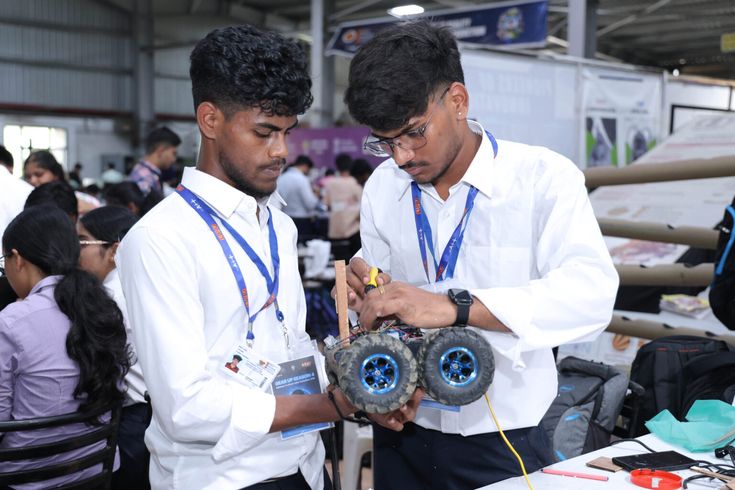 Students discussing education